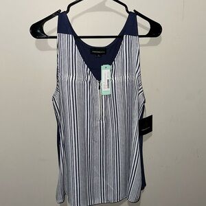 Navy and White Zip Tank